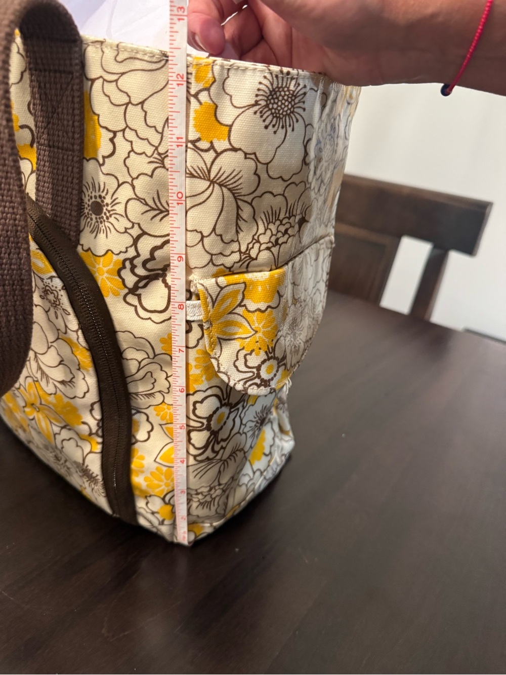 DULUTH Trading Co. Large Waterproof Yellow/Brown Floral Canvas Tote Bag 14X12X9 - Picture 10 of 11